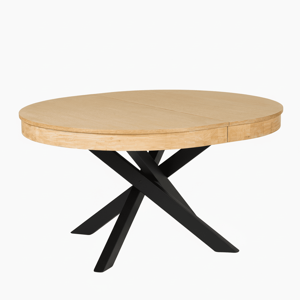 Amelia Pale Oak Extendable Dining Table - Black Legs