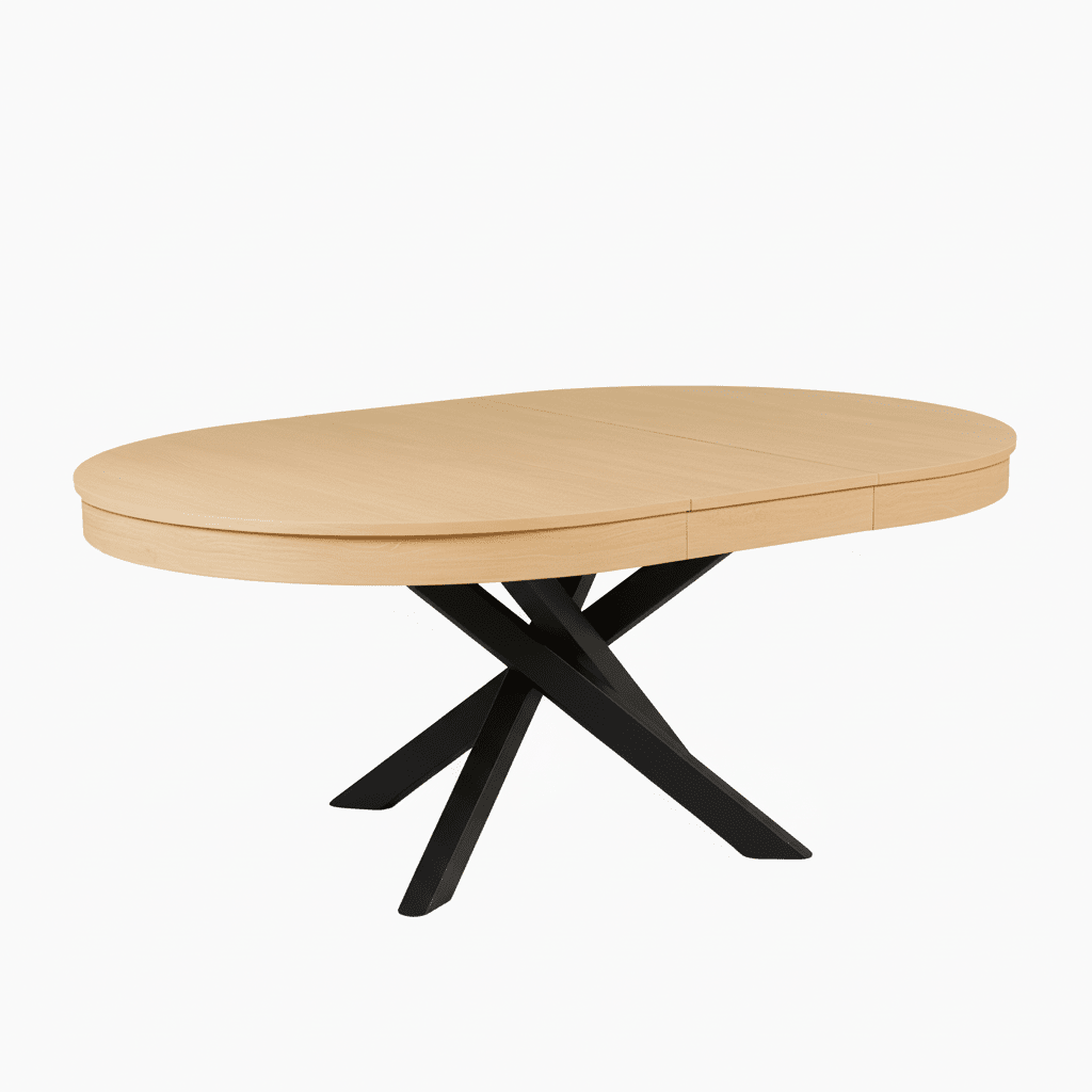 Amelia Pale Oak Extendable Dining Table - Black Legs