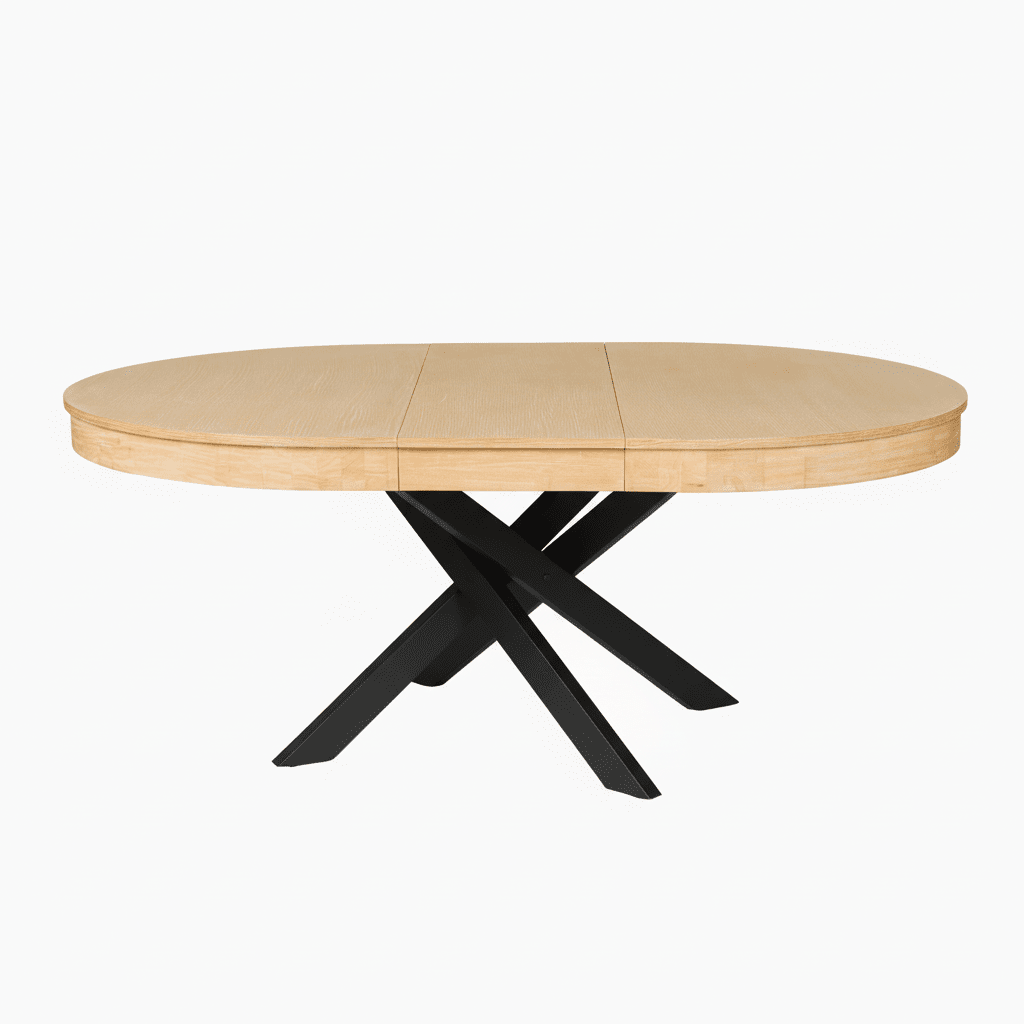 Amelia Pale Oak Extendable Dining Table - Black Legs
