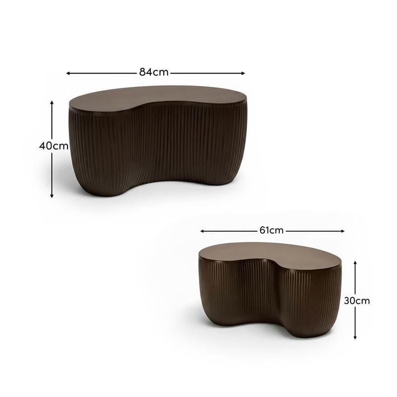 Sohan 61cm with 84cm Kidney Garden Coffee Table - Lava Black - Laura James
