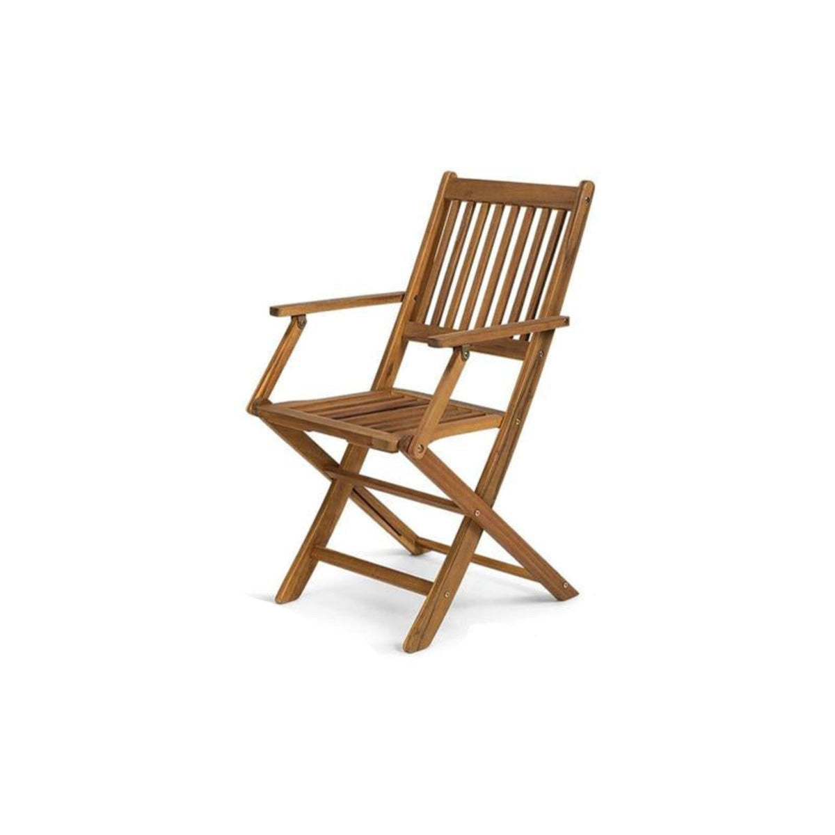 Ashby 6 Seater Round Wooden Garden Dining Set with Arms & Premium LED Cream Parasol - Laura James