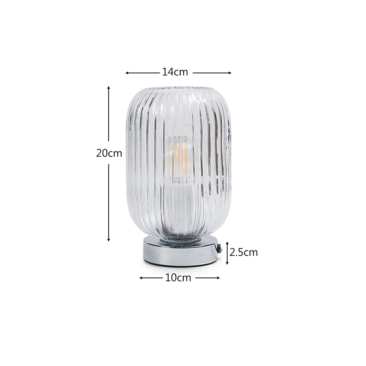 Clear Fluted Glass Table Lamp with Chrome Base - Laura James