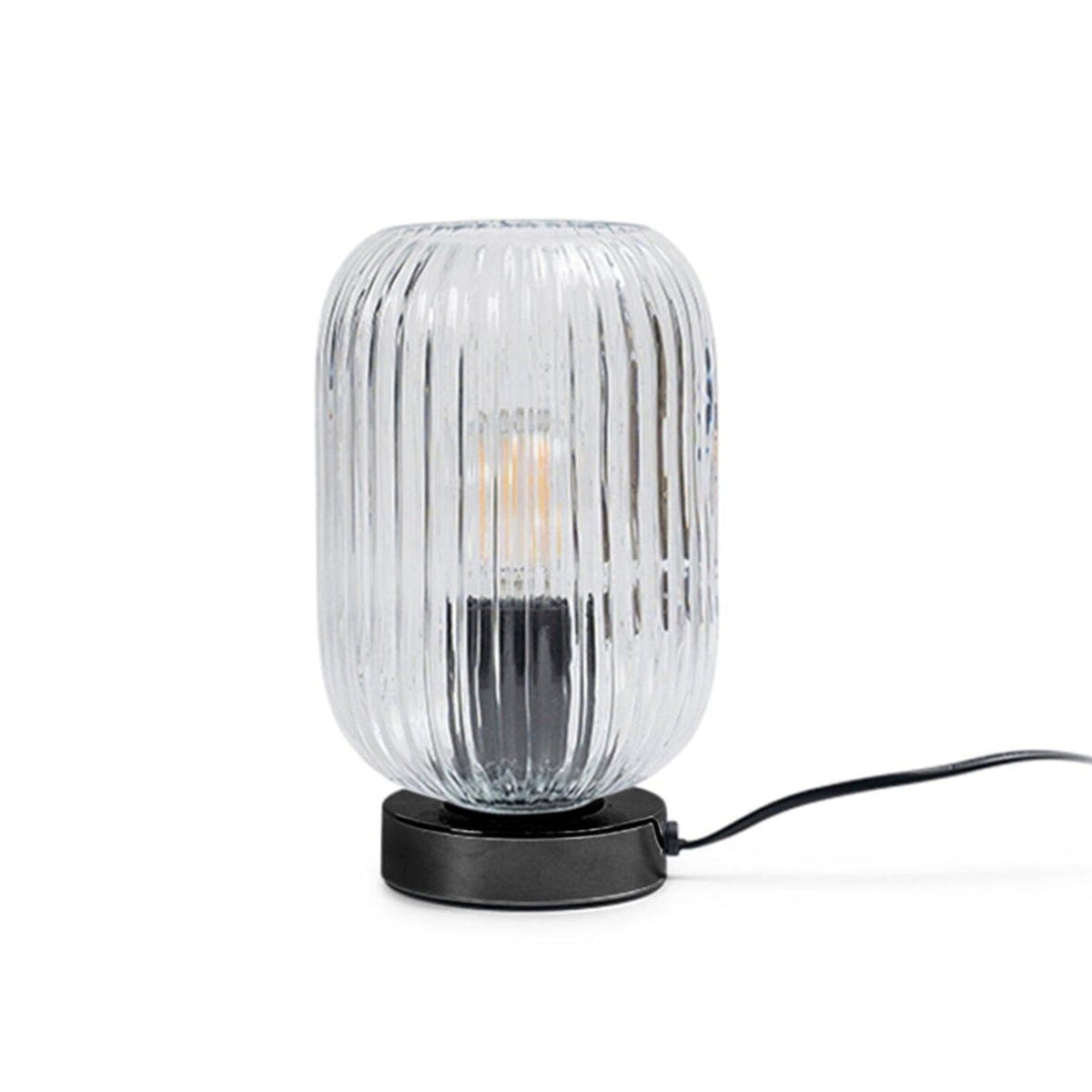 Elland 22.5cm Glass Table Lamp - Clear & Black - Laura James