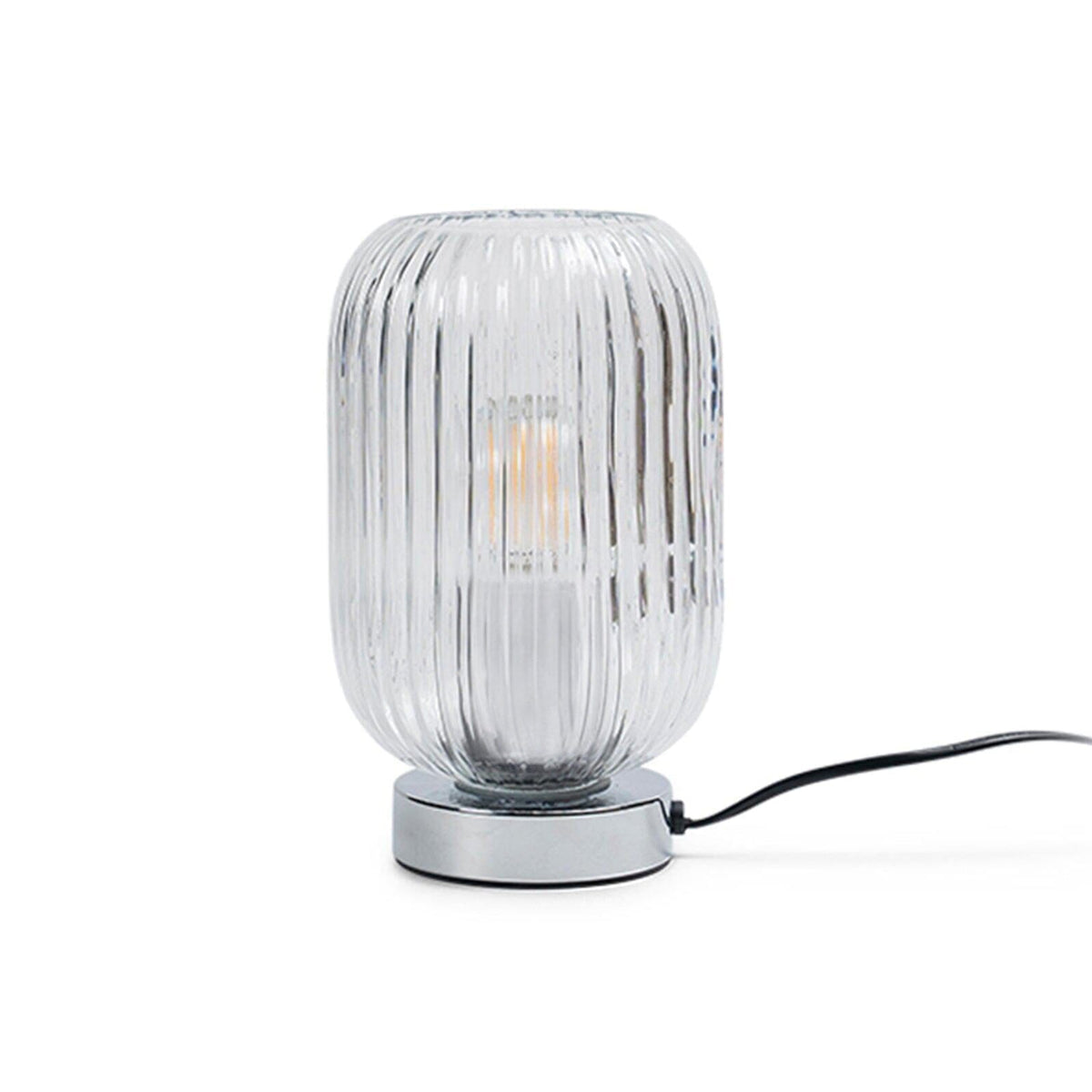 Clear Fluted Glass Table Lamp with Chrome Base - Laura James