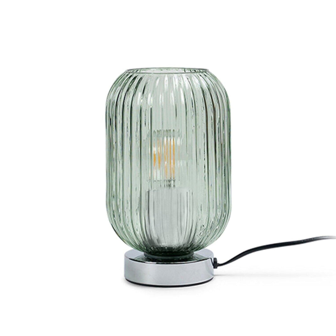 Green Fluted Glass Table Lamp with Chrome Base - Laura James