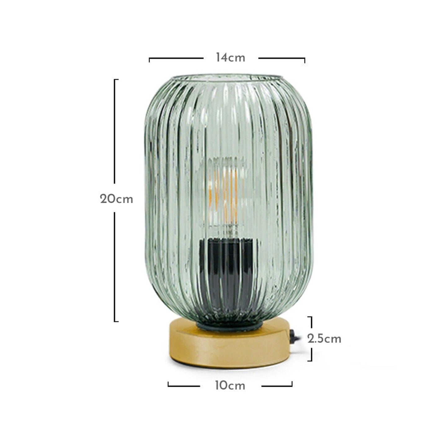 Green Fluted Glass Table Lamp with Gold Base - Laura James
