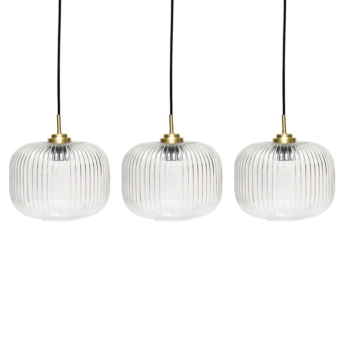 Elland 20cm Triple Glass Pendant Lights - Gold - Laura James