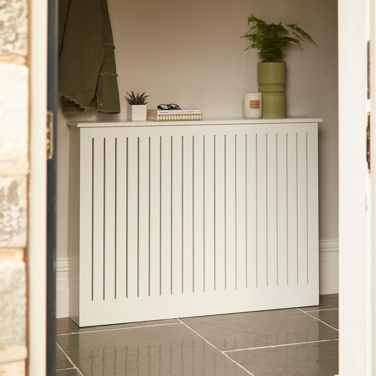 Elspeth Medium Radiator Cover in Snow White - Laura James