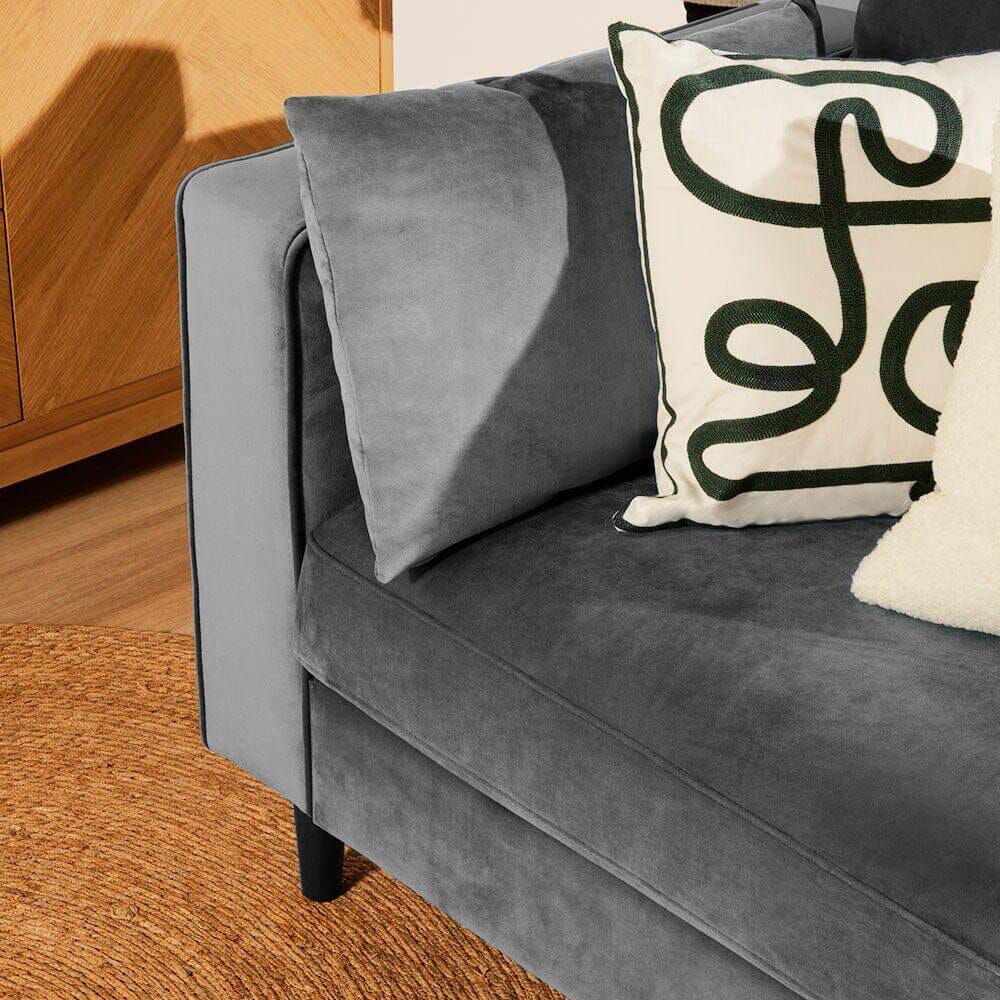 Emily 2 Seater Sofa - Grey Velvet - Laura James