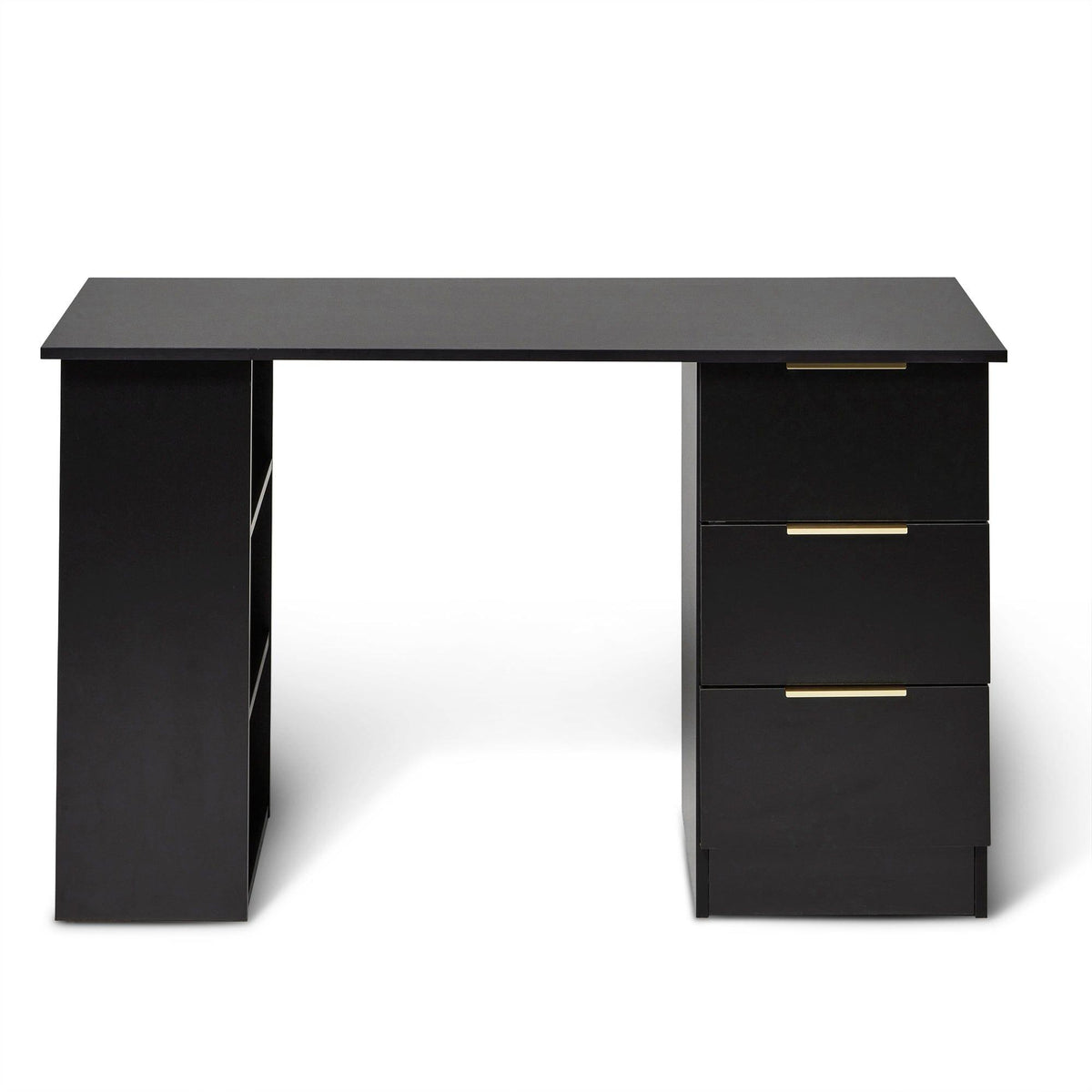 Essie Black Desk with Shelves & 3 Drawers - Laura James