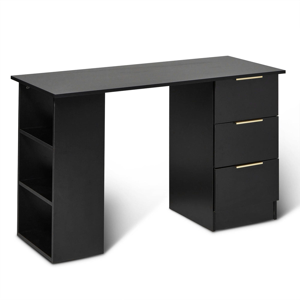 Essie Black Desk with Shelves & 3 Drawers - Laura James