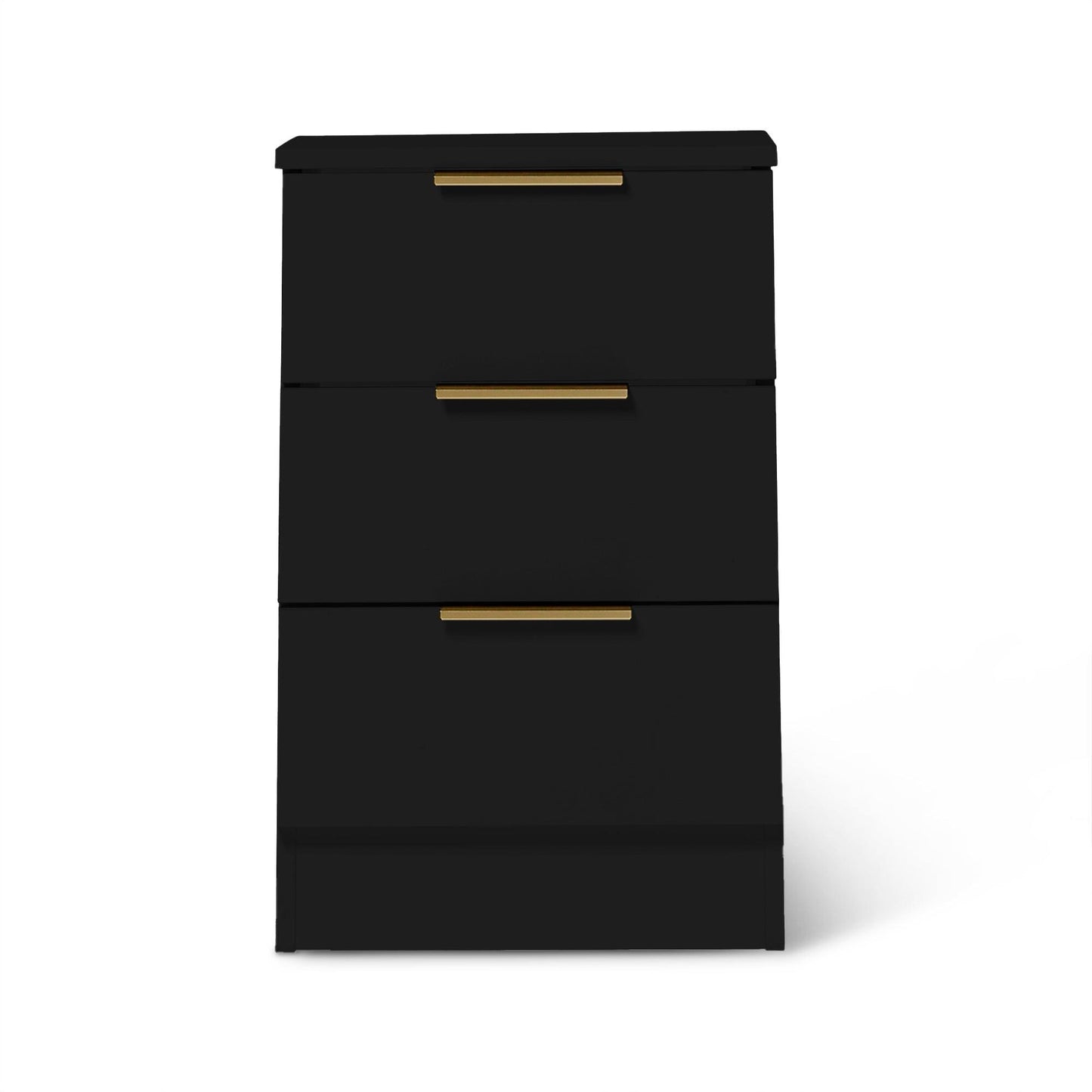 Essie 3 Piece Bedroom Set - 2 over 5 Chest of Drawers - Pitch Black