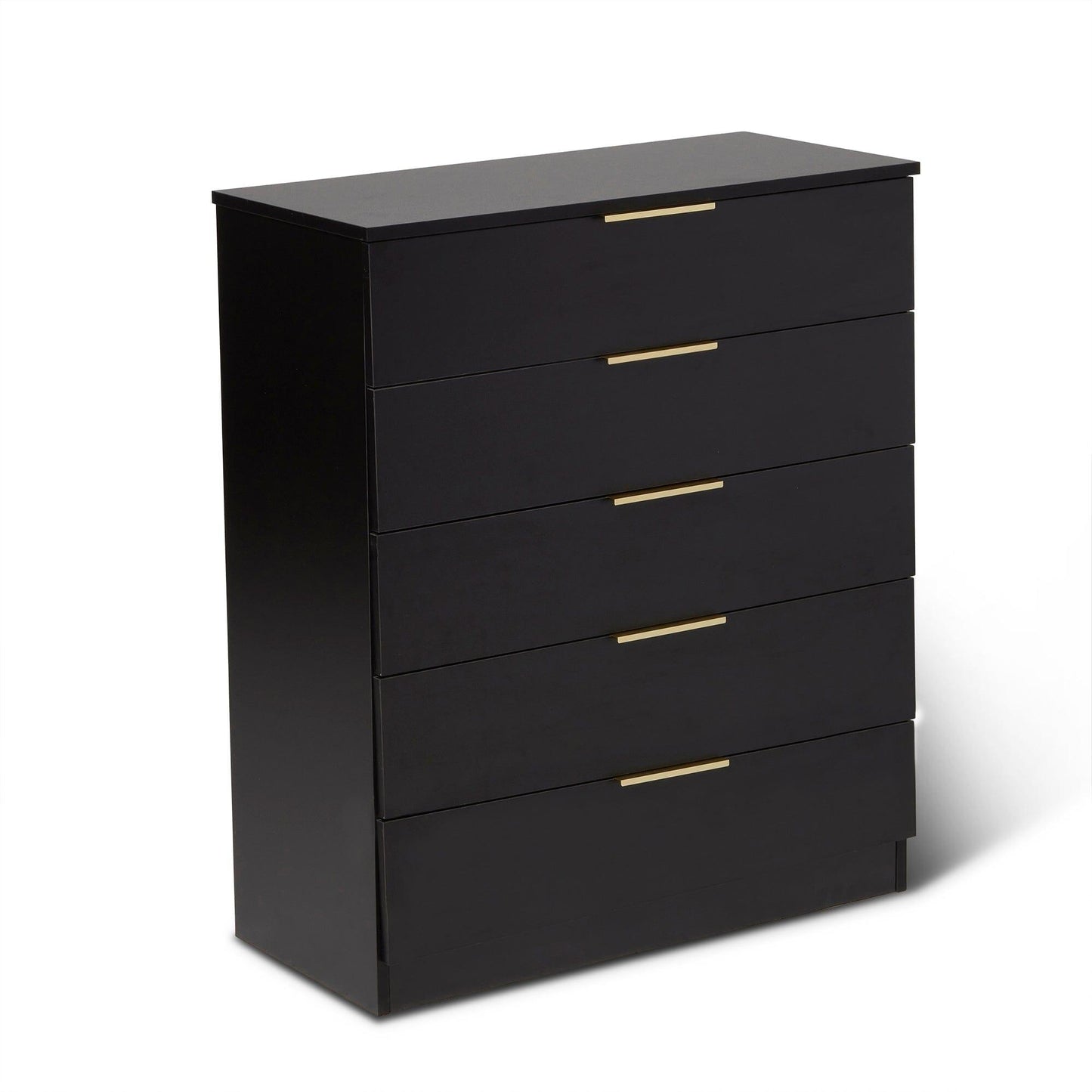 Essie 3 Piece Bedroom Set - 5 Chest of Drawers - Pitch Black