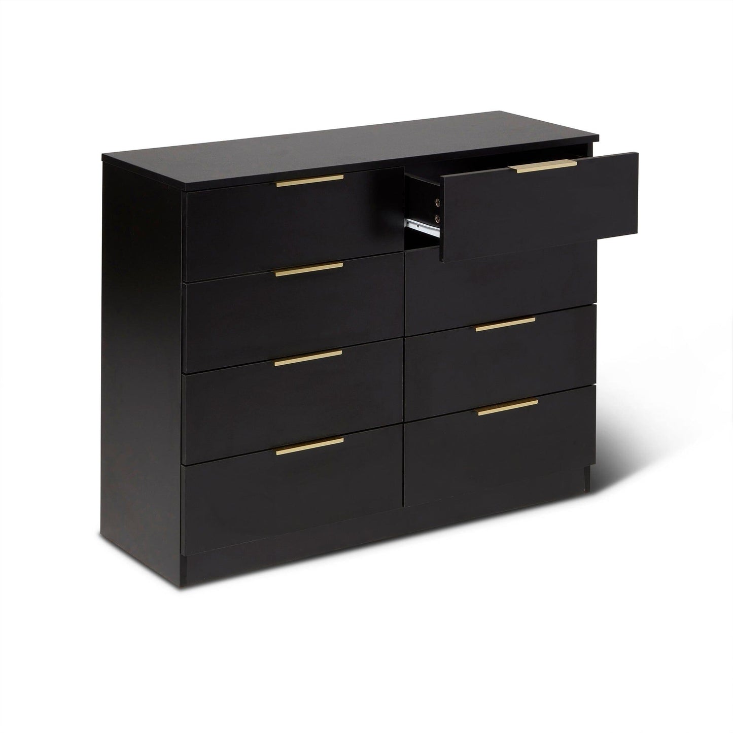 Essie 3 Piece Bedroom Set - 8 Chest of Drawers - Pitch Black