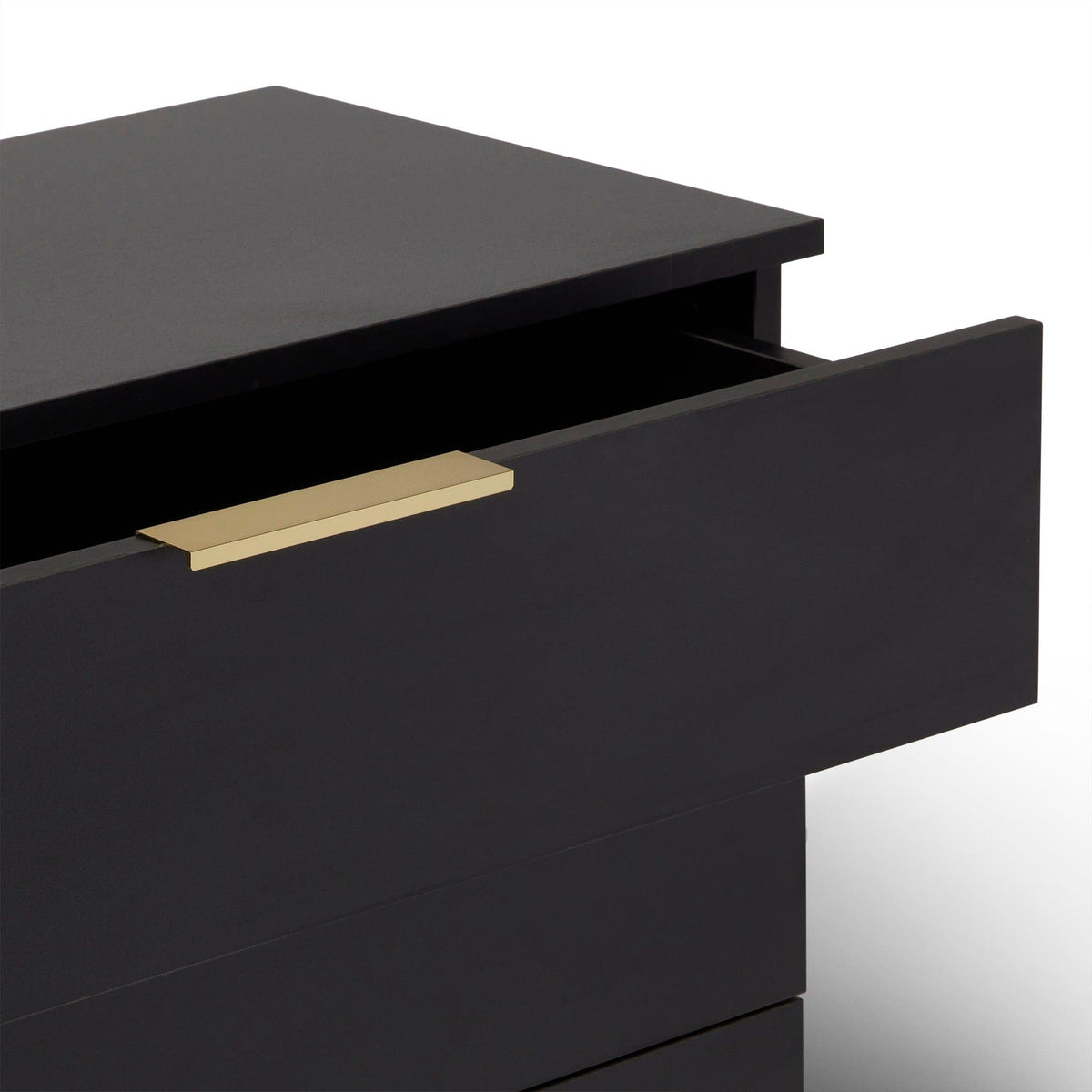 Essie Black Chest of 5 Drawers with Gold Handles by Laura James