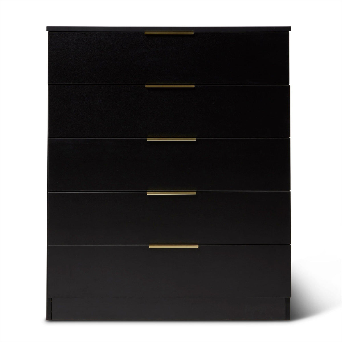 Essie Black Chest of 5 Drawers with Gold Handles by Laura James