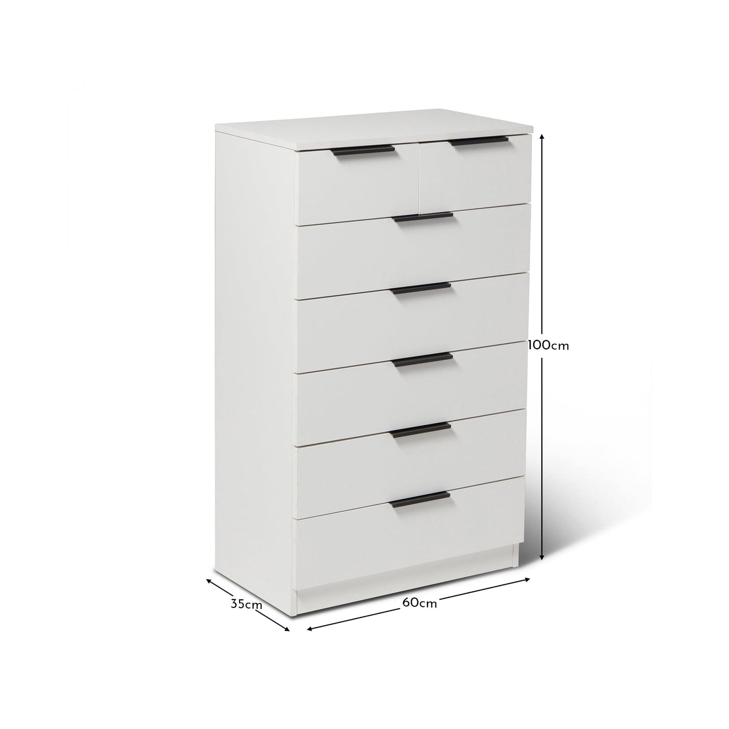 Essie Tall 7 Drawer Chest of Drawers - White
