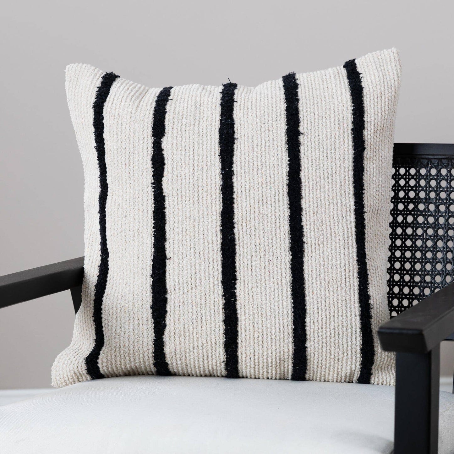 Evedon 50x50cm Cotton Cushion Cover - Black & Natural