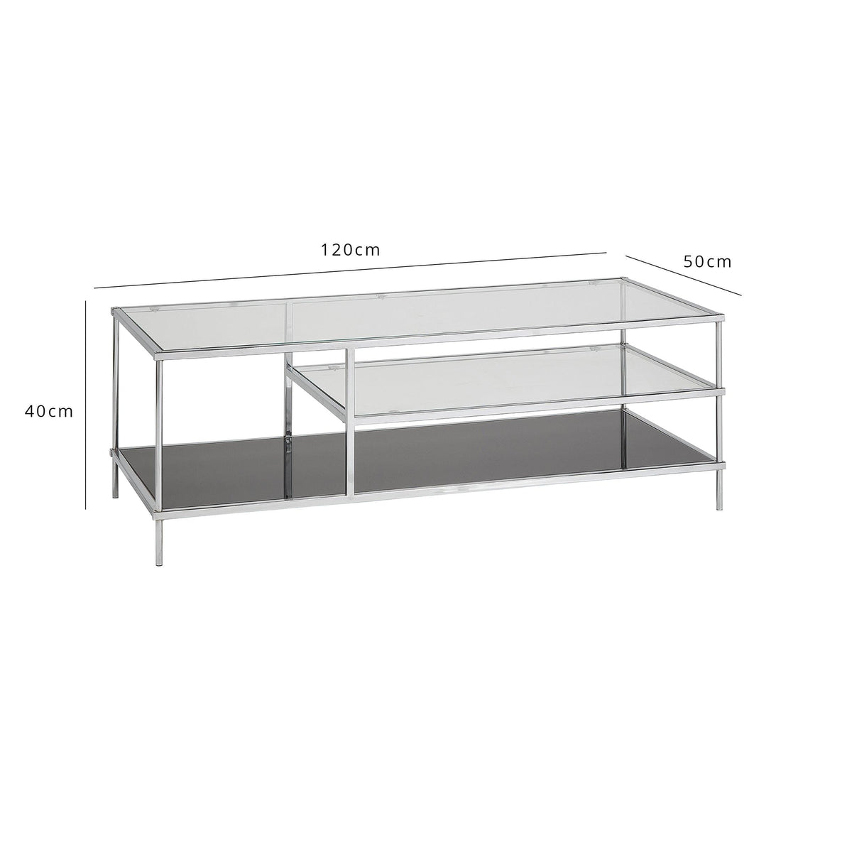 OUTLET - Evelyn Glass Coffee Table - Chrome Legs