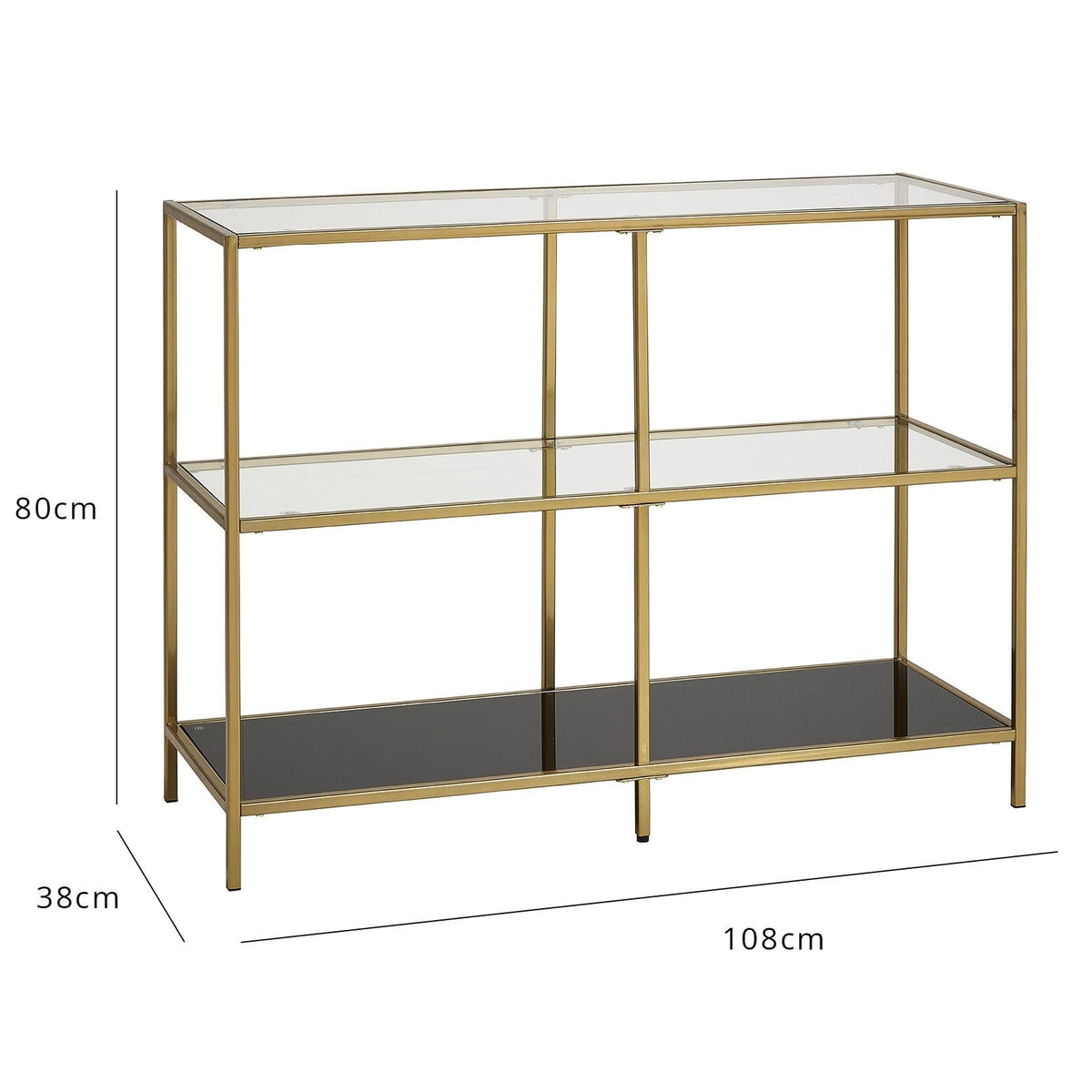 Evelyn Glass Console Table - Gold Frame