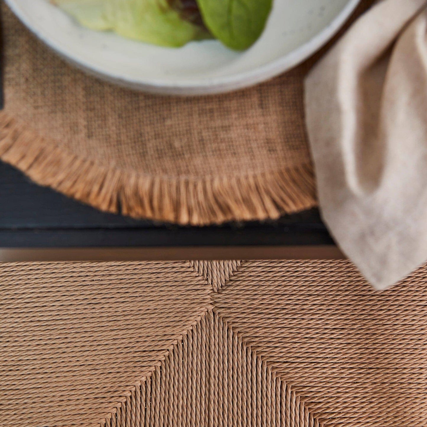 Magnus 160cm Black Extendable Dining Table Set - 8 Seater - Black Woven Wooden Chairs