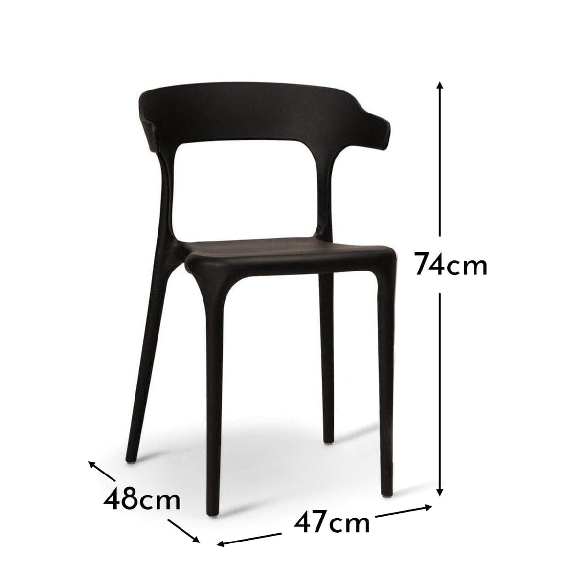 Finn Plastic Garden Chairs - Set of 6 - Black - Laura James