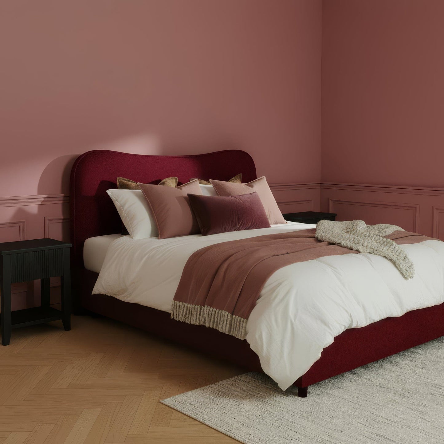 Finola Double Ottoman Bed - Burgundy Red