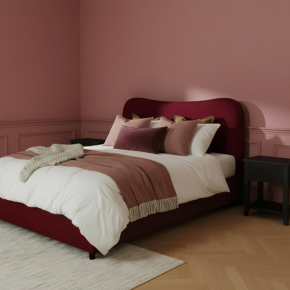 Finola Double Ottoman Bed - Burgundy Red