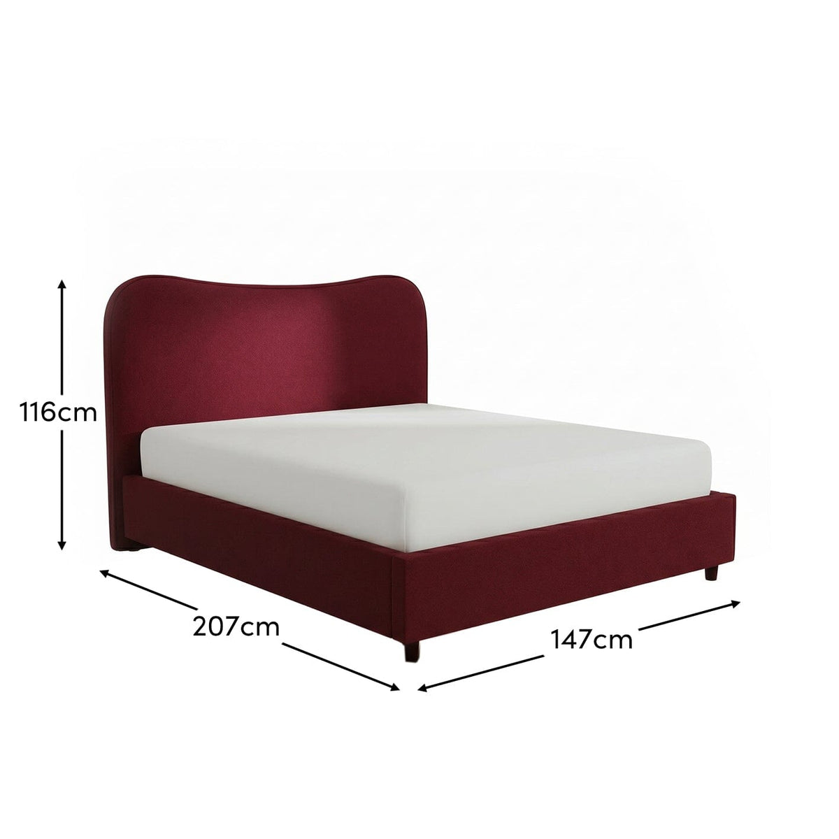 Finola King Ottoman Bed - Burgundy Red - Laura James
