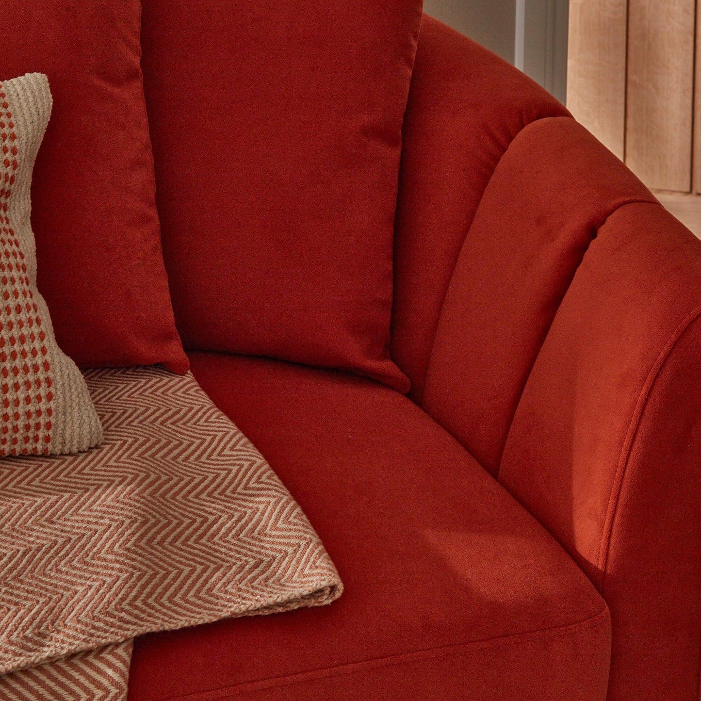 Florence Burnt Orange 4 Seater Sofa with Dark Oak Legs