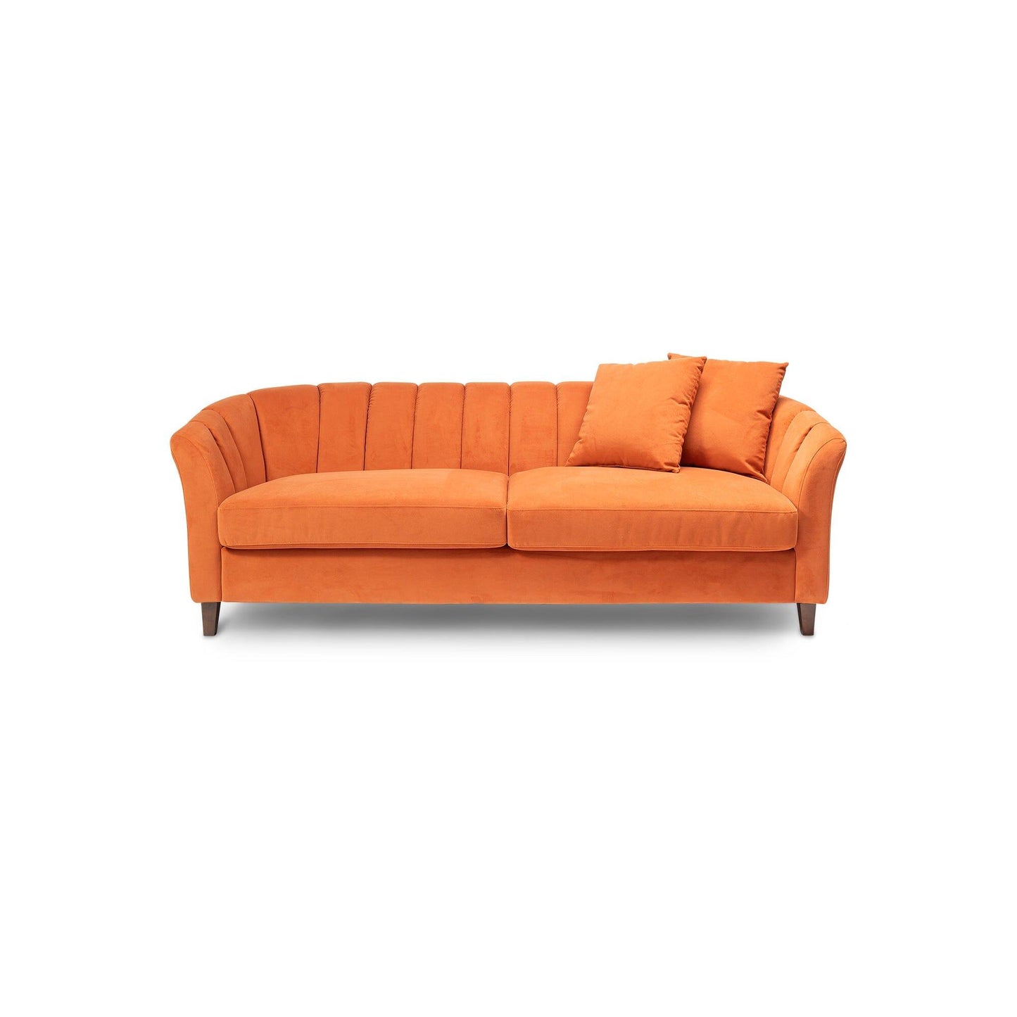 Florence Burnt Orange 4 Seater Velvet Sofa with Dark Oak Legs - Laura James