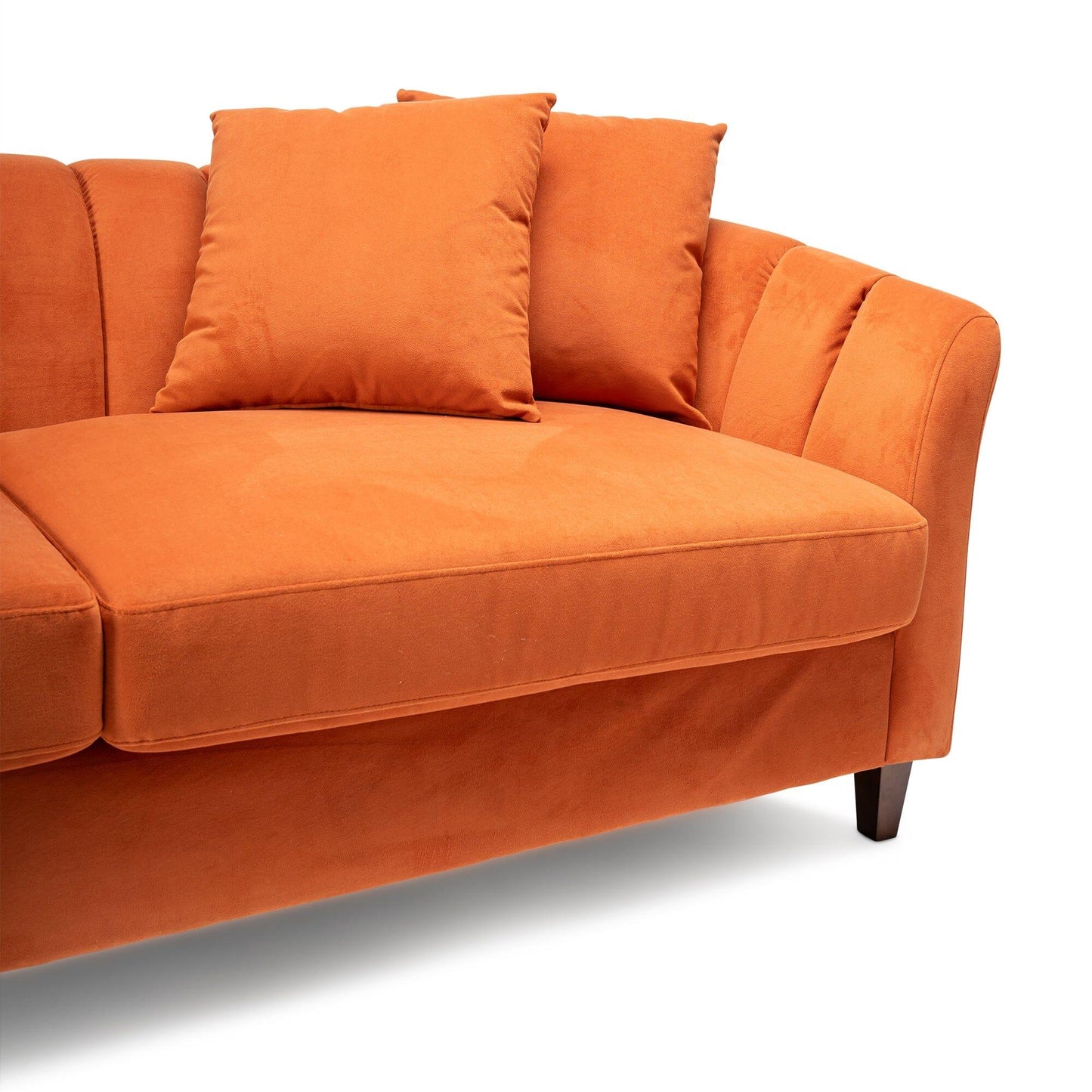 Florence Burnt Orange 4 Seater Velvet Sofa with Dark Oak Legs - Laura James