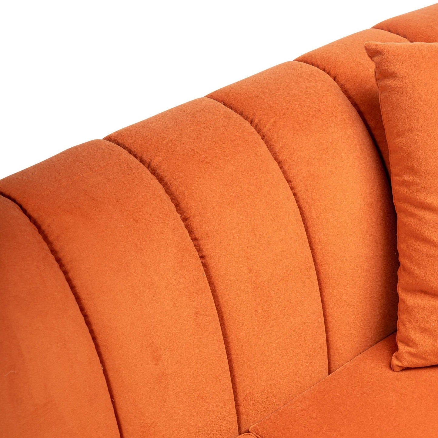 Florence Burnt Orange 4 Seater Velvet Sofa with Dark Oak Legs - Laura James