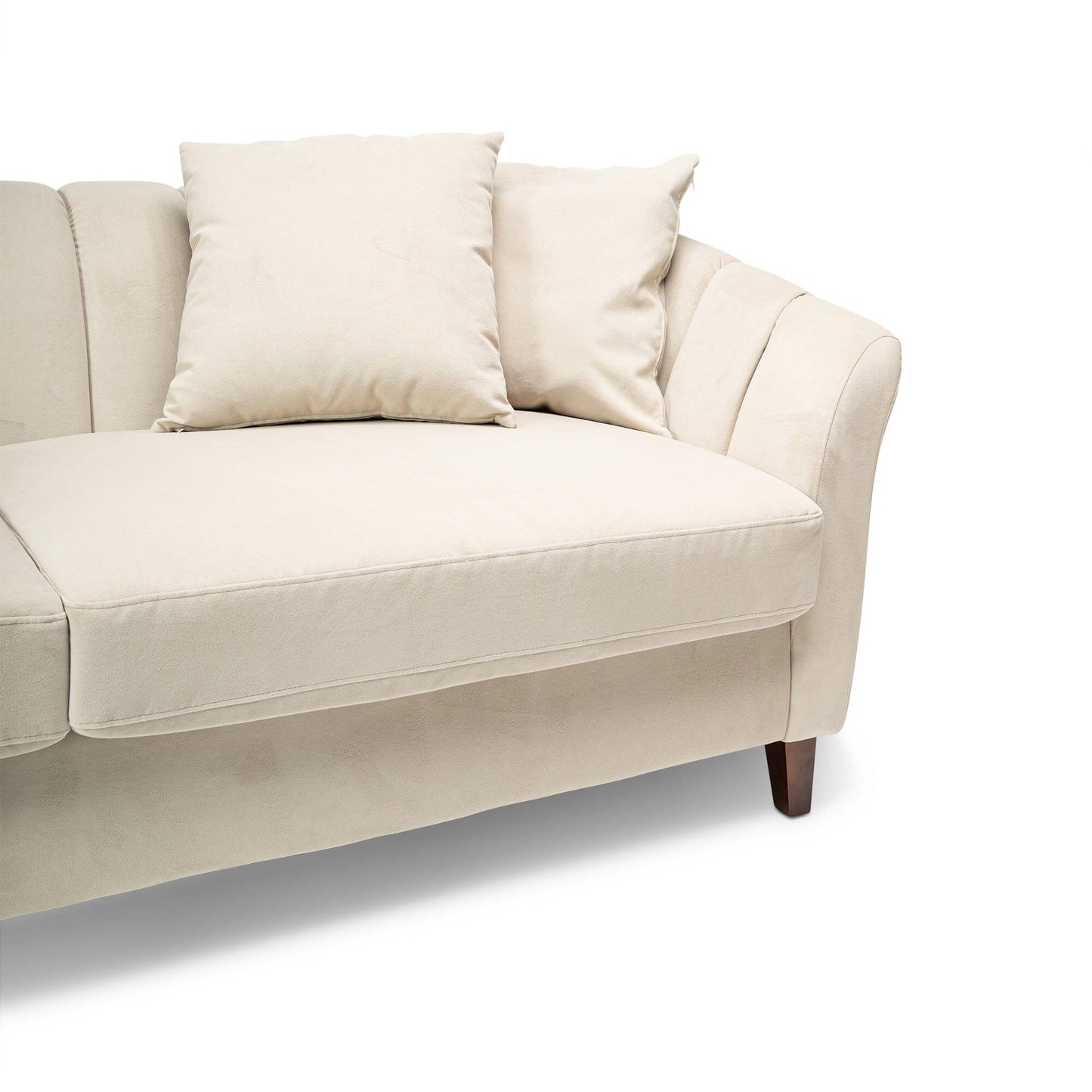 Florence Clay 4 Seater Velvet Sofa with Dark Oak Legs - Laura James