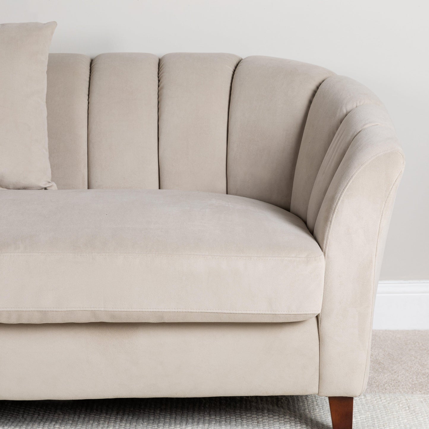 Florence Clay 4 Seater Velvet Sofa with Dark Oak Legs - Laura James