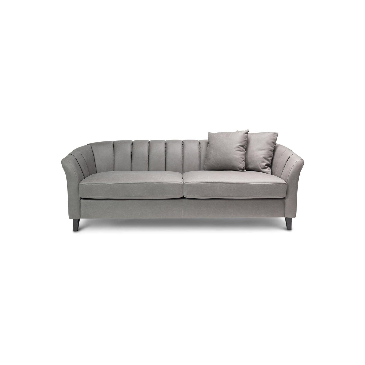 Florence Steel Grey Vegan Leather 4 Seater Sofa with Dark Oak Legs - Laura James