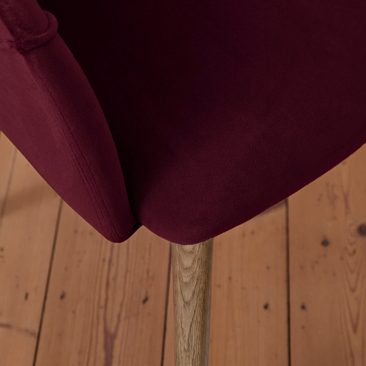 Freya Burgundy Red Armchair - Set of 2 - Almond Brown Legs