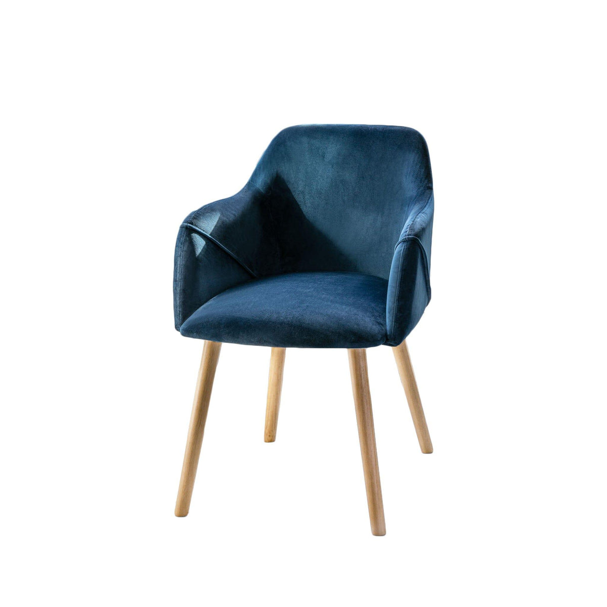 Freya armchairs - set of 2 - blue velvet and oak