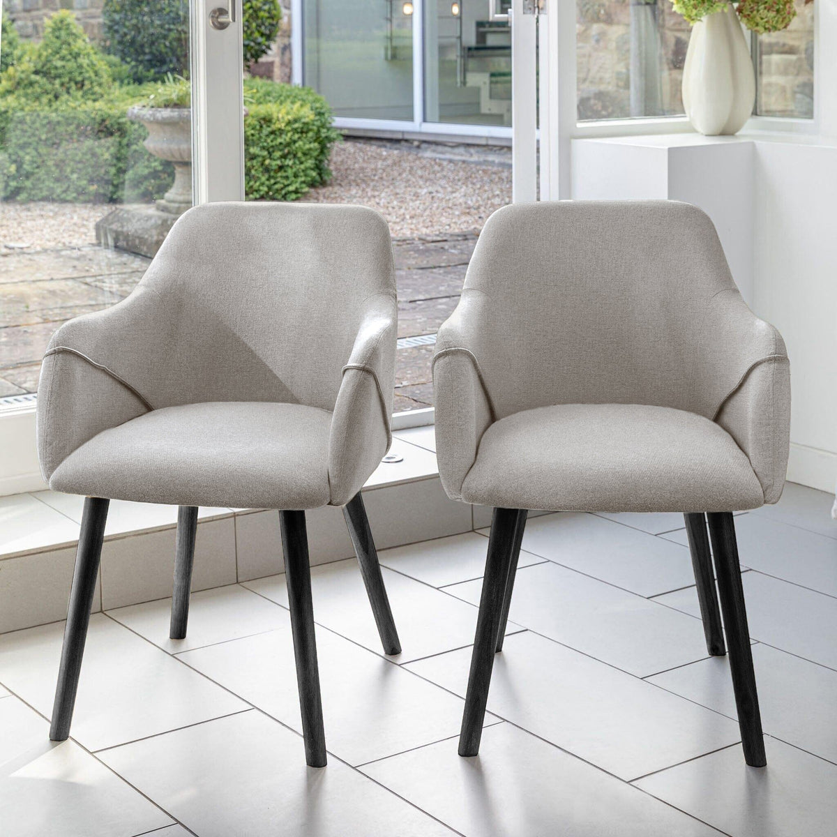 Freya Fossil Armchairs - Set of 2 - Black Oak Legs - Laura James