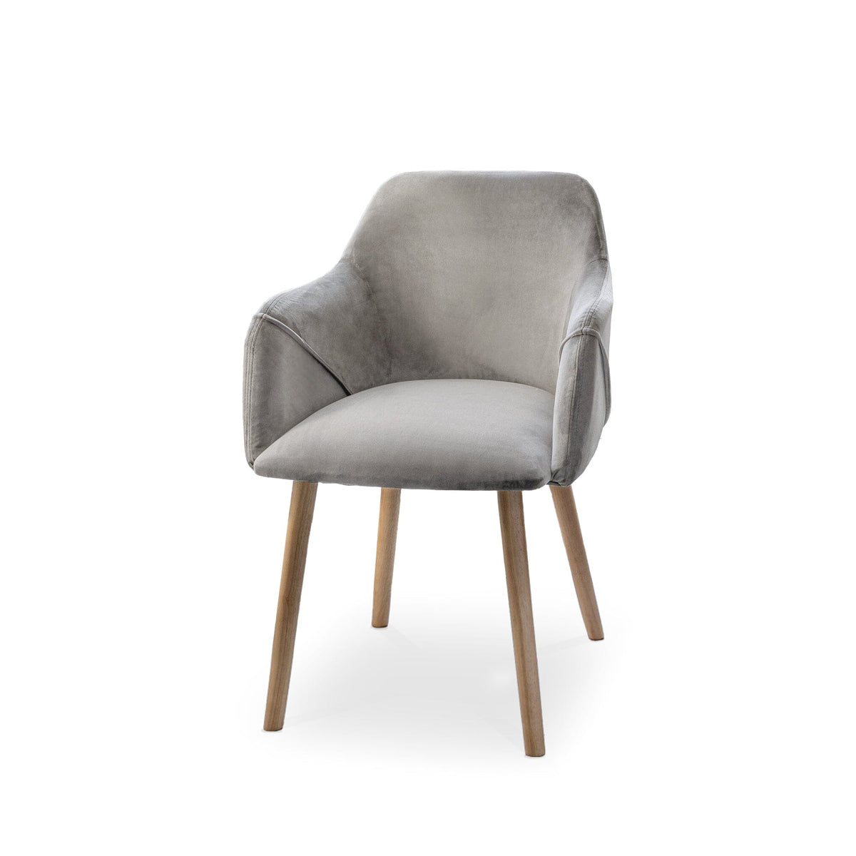 Freya Armchairs Set Of 2 Grey Velvet with Whitewash Legs - Laura James