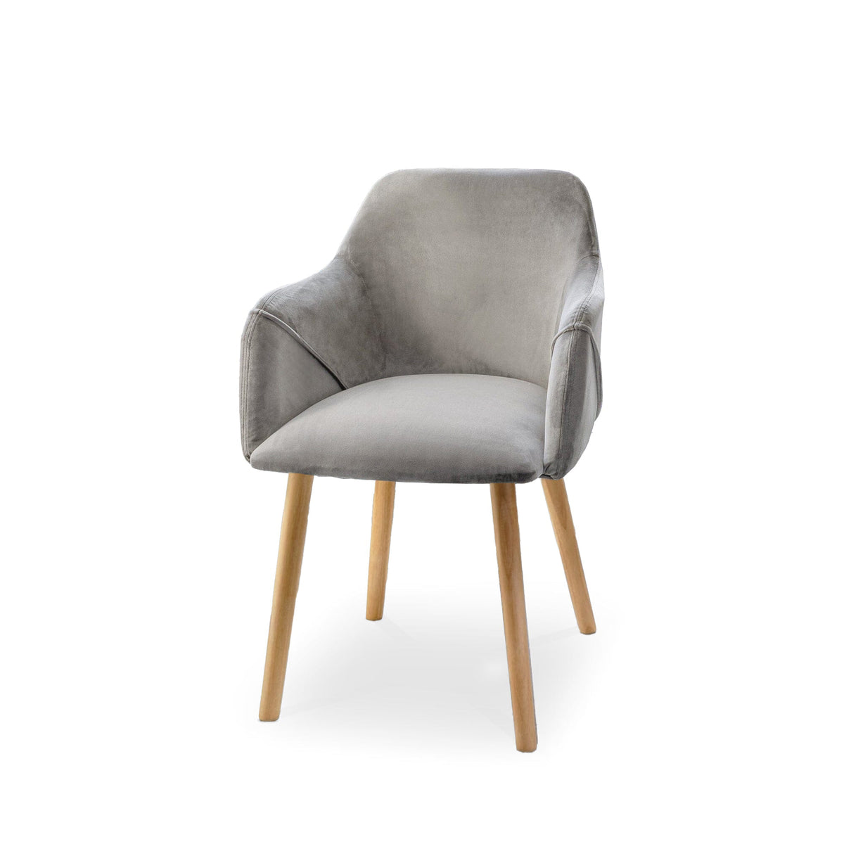 Ella 160cm Pale Oak Dining Table Set - 6 Seater - 4 Freya Dining Chairs with 2 Freya Armchairs - Mist Grey with Pale Oak Legs - Laura James