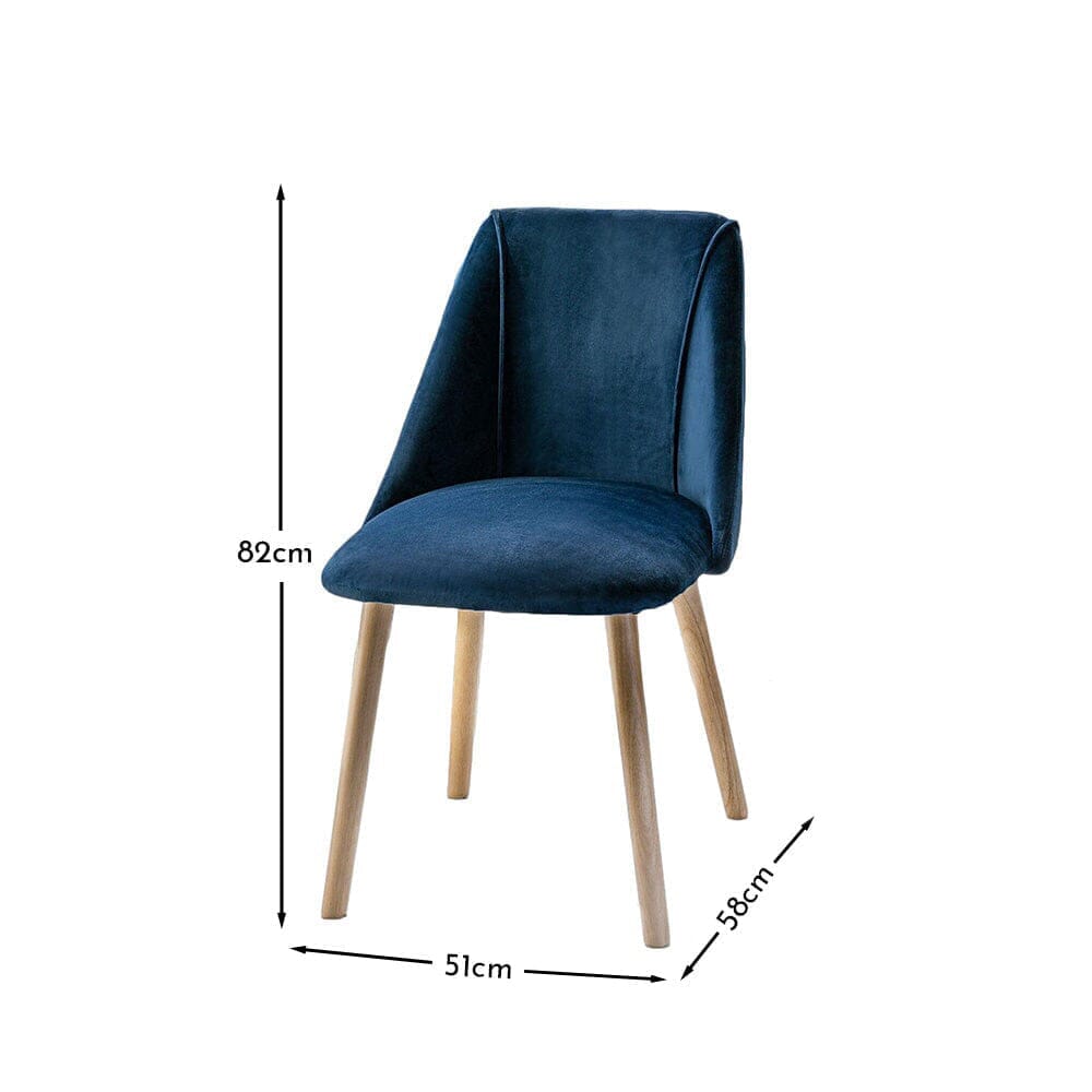 Willow 4 Seater Pale Oak Dining Table Set - Freya Blue Dining Chairs with Pale Oak Legs - Laura James