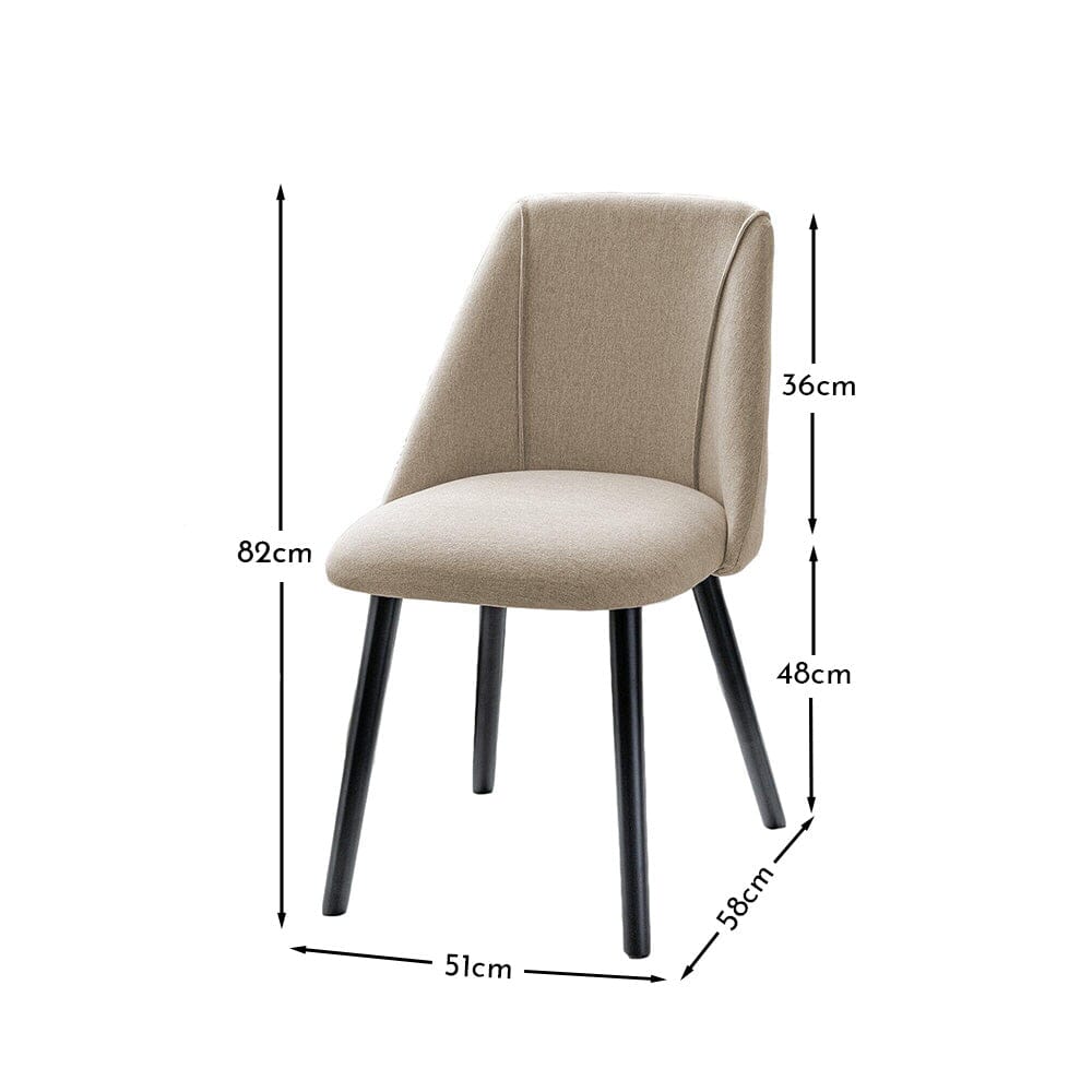 Freya Sand Dining Chairs - Set of 2 - Black Oak Legs