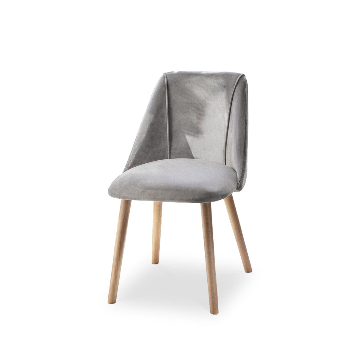Freya Dining Set Of 2 Grey Velvet with Whitewash Legs - Laura James