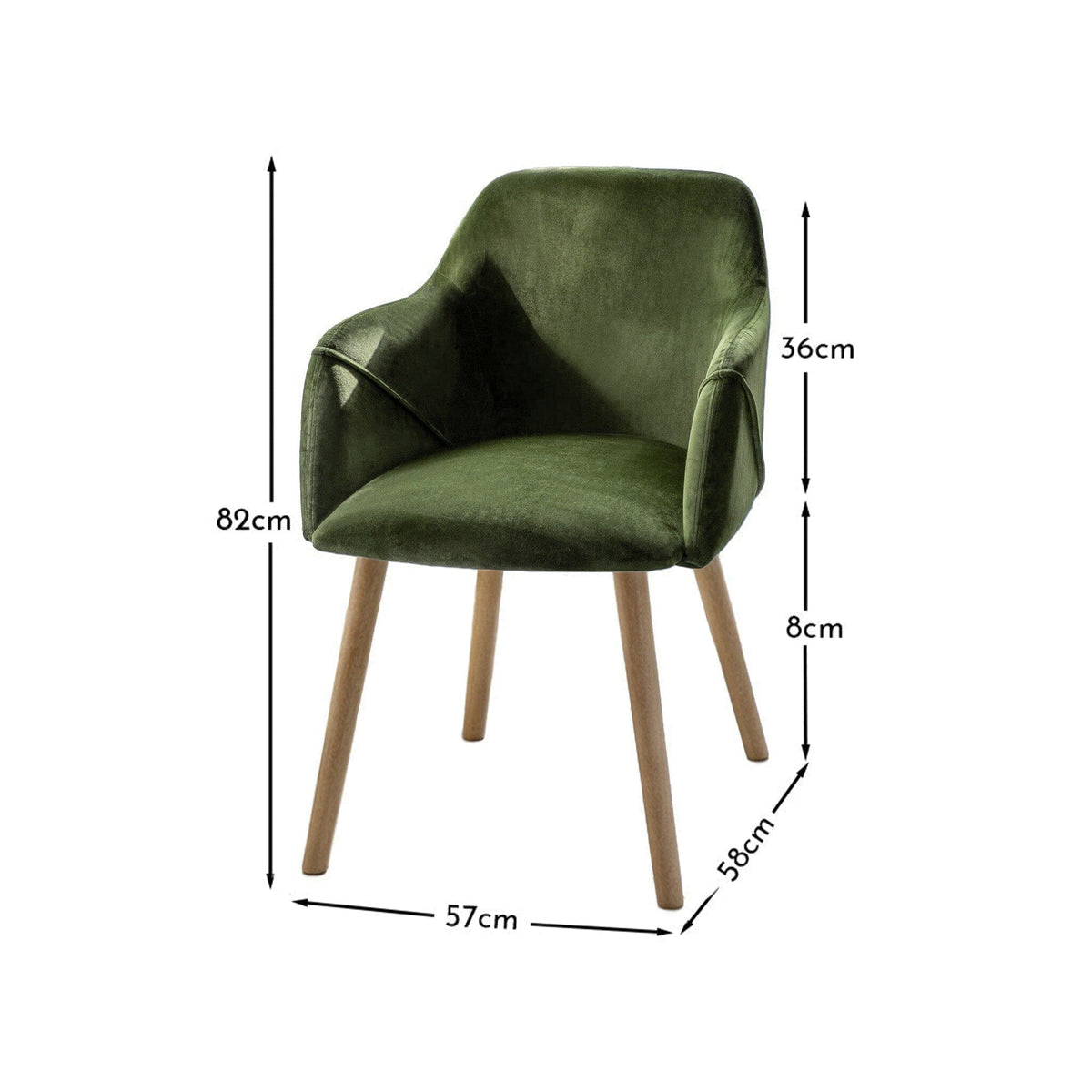 Freya Fern Green Dining Armchairs - Set of 2 - Chalked Mango Wood Legs - Laura James