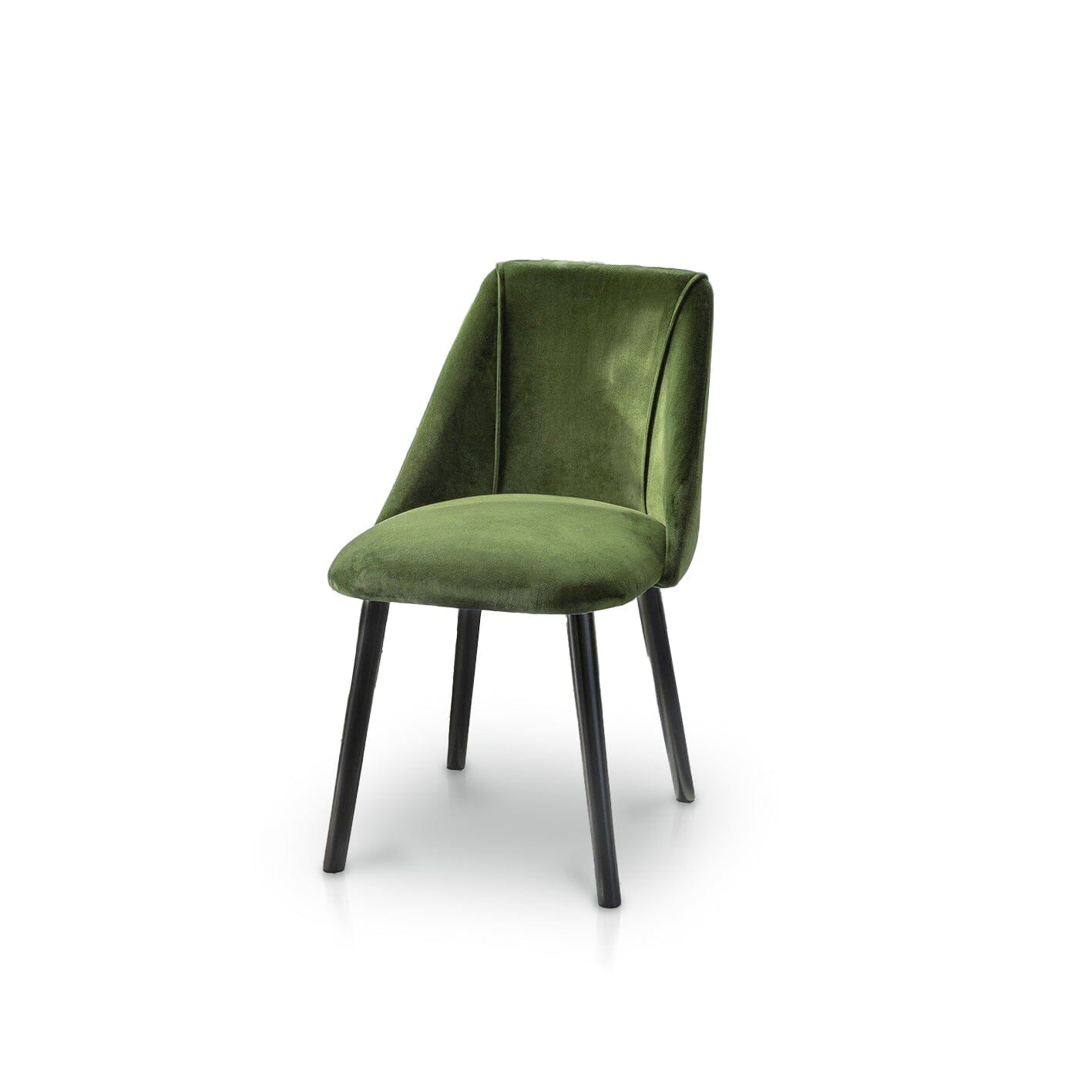 Levi Black Round Dining Table Set - 4 Seater - Freya Fern Green Dining Chairs with Black Legs