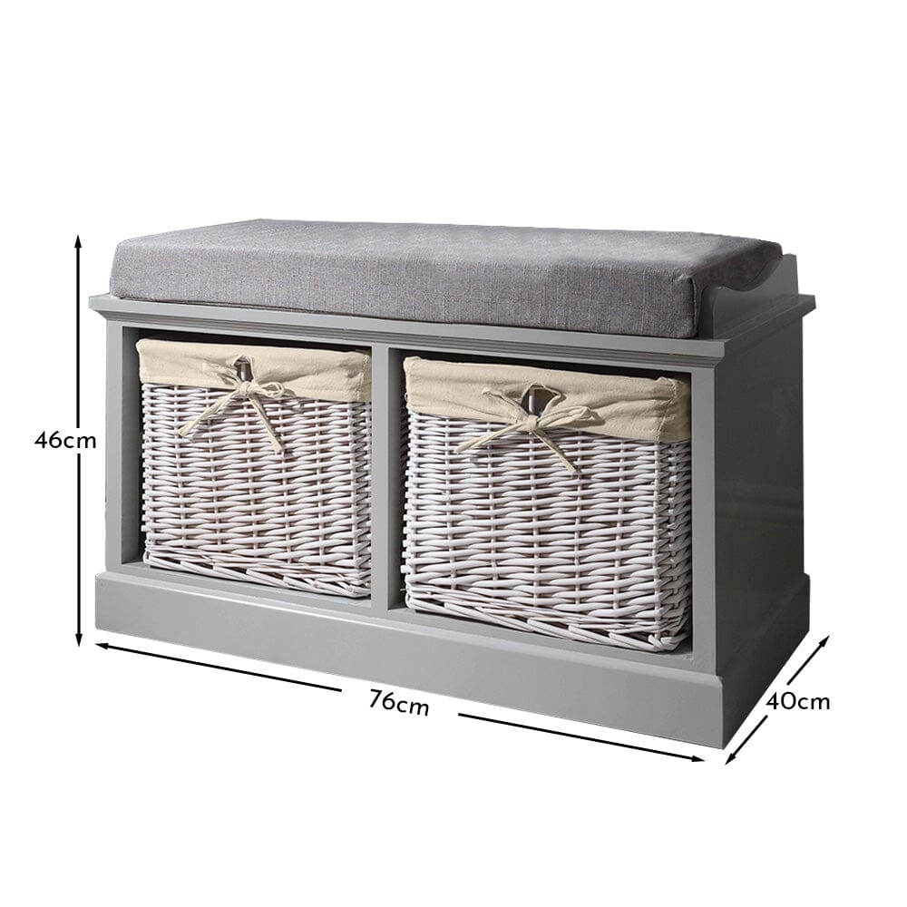 Fyfield 2 Seater Hallway Storage Bench with Storage - Grey