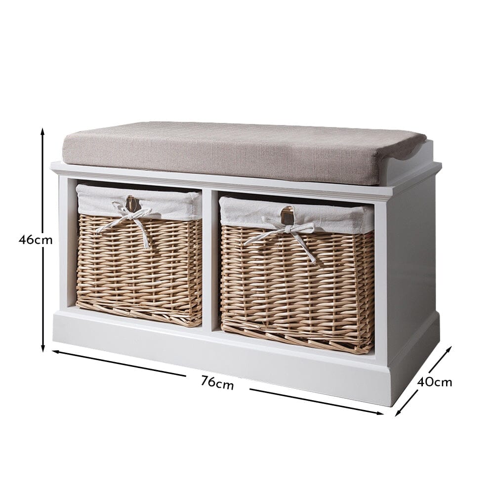Fyfield 2 Seater Hallway Storage Bench with Storage - White