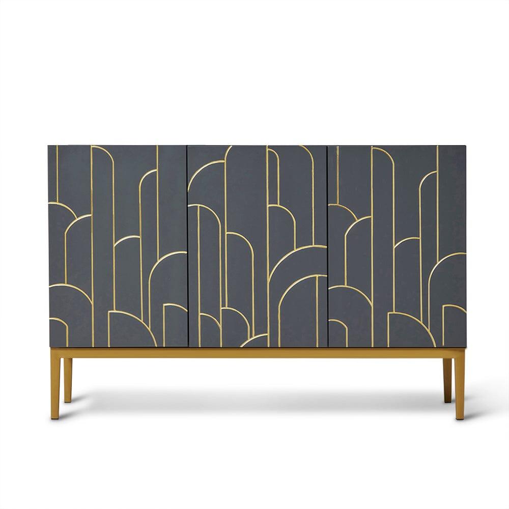 Gatsby Grey 3 Door Sideboard with Gold detailing - Laura James