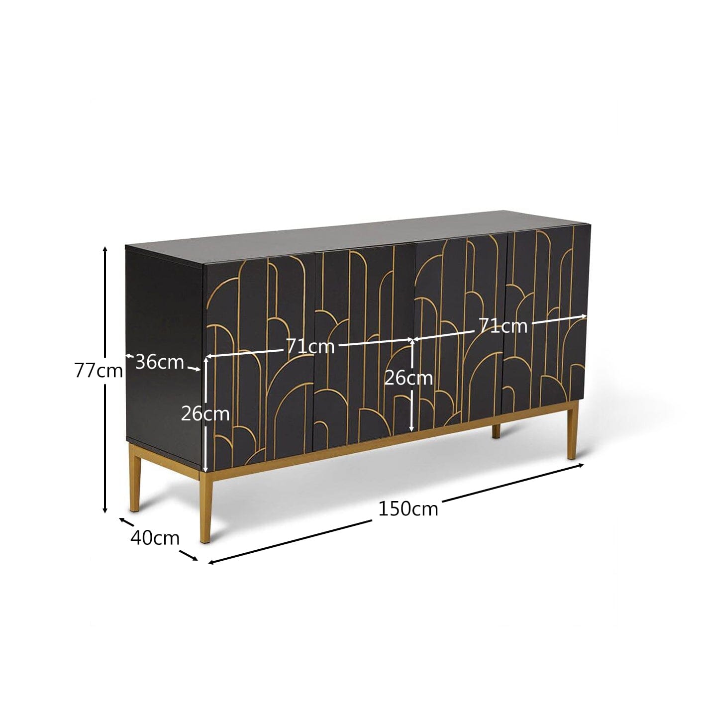 Gatsby Noir Black 4 Door Sideboard – Laura James